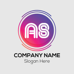 Abstract logo design concept features a modern vector icon as a symbol for business and technology with AS Logo design template