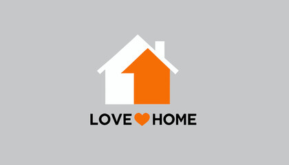 Love Home Logo Design_Real Estate Branding_Home Sweet Home_House Icon_Orange Heart_Minimalist Logo_Real Estate Marketing_Property Design_Home Decor_Residential Design