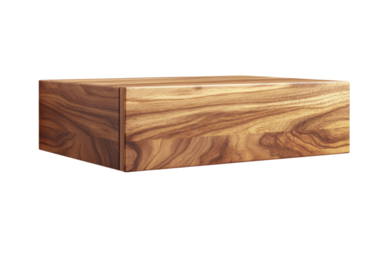 Floating Walnut Nightstand With Push To  isolated on a transparent background