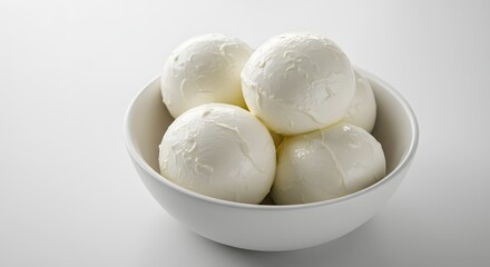 Fototapeta premium Bowl of Ricotta Cheese, White on White 