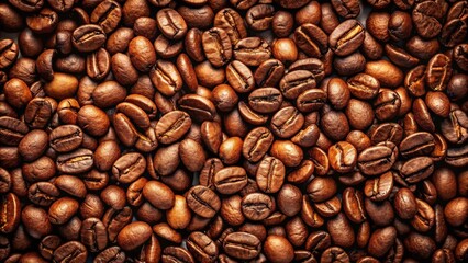 Obraz premium Aromatic Roasted Coffee Beans A Rich and Detailed Close-Up Texture of Dark Brown Beans, Ideal for Beverage Packaging or Culinary Designs