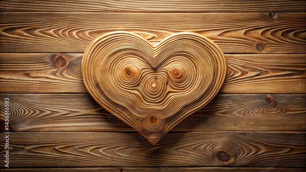 Aufkleber intricate wooden heart resting on rustic planks a symbol of craftsmanship and affection