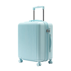 Fototapeta premium Light blue suitcase isolated on transparent background