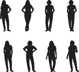 Elegant Woman Silhouette Set – Stylish Female Figures for Fashion and Art , Modern Woman Silhouette Collection , Stylish Woman Silhouette Set