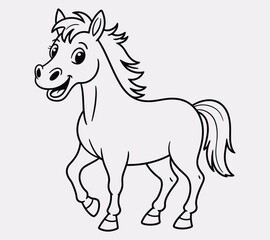 Obraz premium Playful line drawing of a laughing horse outlined in bold black vector lines