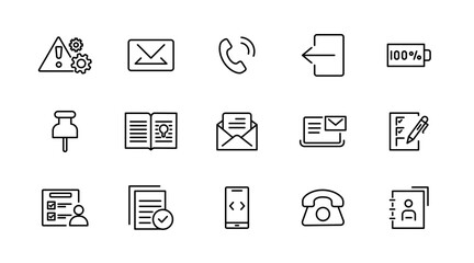 Web and app line icon set. User interface, app, web, web design, button, contact UI kit outline icon collection. UI thin outline icon pack