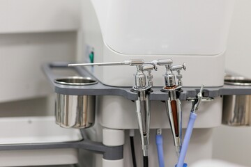 Close-up of medical instruments in an allergy or ENT clinic used for patient examination and procedures