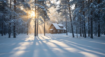 Winter's Golden Embrace AI Generated