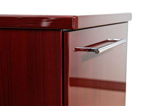 High Gloss Mahogany Cabinet With Polished  isolated on a transparent background