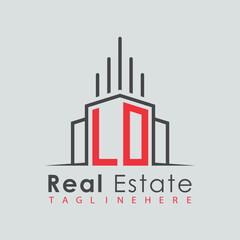 Obraz premium initial monogram logo for real estate with Home and Building shape creative design.