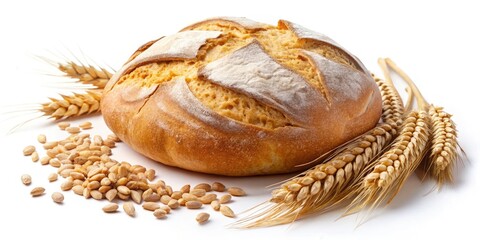 Macro Photography: Wheat Ears and Dough, Close-up, Isolated White Background