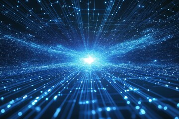 Obraz premium Abstract blue network with glowing light