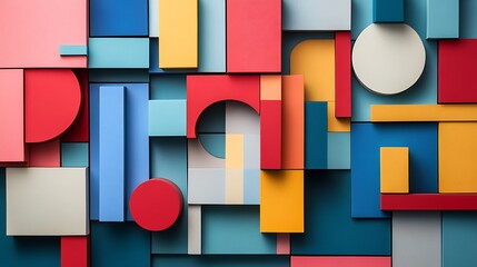 Abstract Colorful Geometric Shapes Composition