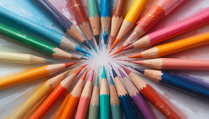 colored pencils on white background