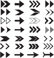 Set of Arrow icon, vector, silhouette. Arrow vector collection flat style isolated on white background