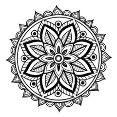 Circular pattern in the form of a mandala. Henna tattoo mandala. Mehndi style. Decorative pattern in oriental style. Coloring book page.
