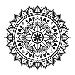 Circular pattern in the form of a mandala. Henna tattoo mandala. Mehndi style. Decorative pattern in oriental style. Coloring book page.