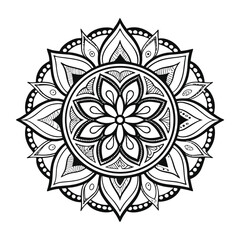 Circular pattern in the form of a mandala. Henna tattoo mandala. Mehndi style. Decorative pattern in oriental style. Coloring book page.