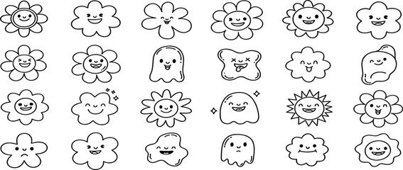 Obraz premium funny cartoon illustrations with smiling character and mascots Vector logo design template and graphic elements for advertising, branding, posters and banners