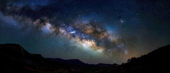 Fototapeta premium Night sky milky way stars galaxy cosmos universe astronomy nightscape view