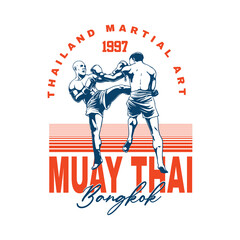 muay thai martial art retro style