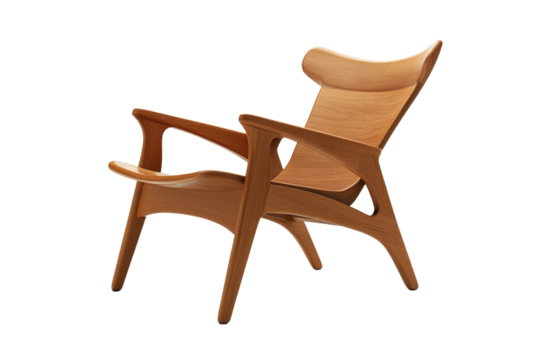 Scandinavian Style Pine Lounge Chair With  isolated on a transparent background