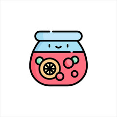 glass jar with red apple