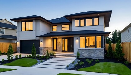 Fototapeta premium Bright Close-Up Photography of Modern Residential Facade