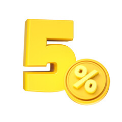 3d-render-5-percentage-font-yellow
