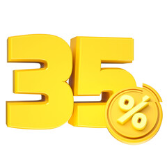 3d-render-35-percentage-font-yellow