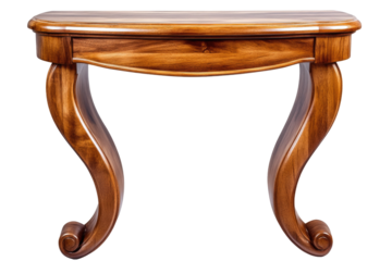 Solid Wood Vanity Table With Curved Edges  isolated on a transparent background