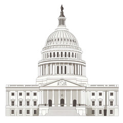 Obraz premium Architectural Drawing of a Prominent Government Building Against a Dark Backdrop