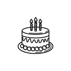Festive Birthday Cake with Candles Illustration