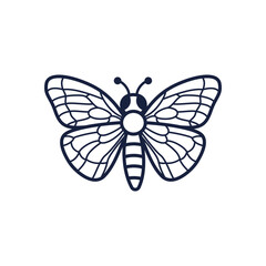 Elegant Butterfly Outline Detailed Wing Design