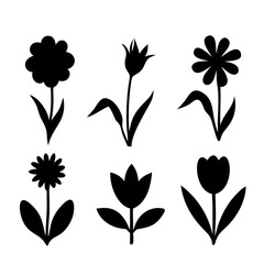 Flower icons set isolated on transparent background. Silhouettes spring flower icon set. Garden plants illustration sign collection. Beautiful symbol.Frangipani and plumeria tropical flower.