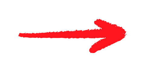 手書きの右向き矢印　赤　ベクター