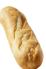 Loaf of bread in detail vertically on a white background