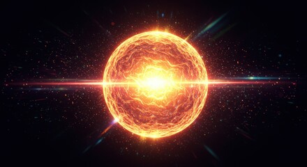 Obraz premium A cosmic sun spews energy into a starry abyss