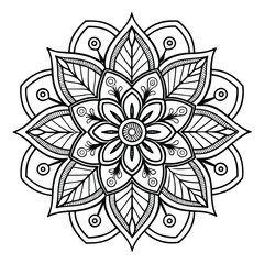 Circular pattern in the form of a mandala. Henna tattoo mandala. Mehndi style. Decorative pattern in oriental style. Coloring book page.