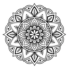Circular pattern in the form of a mandala. Henna tattoo mandala. Mehndi style. Decorative pattern in oriental style. Coloring book page.