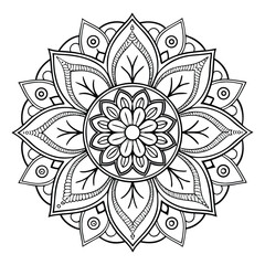 Circular pattern in the form of a mandala. Henna tattoo mandala. Mehndi style. Decorative pattern in oriental style. Coloring book page.