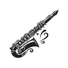 Obraz premium Melodic Currents: A Stylish Collection of Clarinet Vector Silhouettes Highlighting the Elegant Form, Smooth Tones, and Timeless Beauty of This Classic Woodwind Instrument.