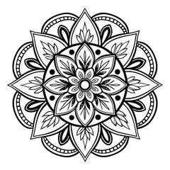 Circular pattern in the form of a mandala. Henna tattoo mandala. Mehndi style. Decorative pattern in oriental style. Coloring book page.