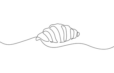 Continuous one line drawing of croissant minimalism vector illustration, One line drawing illustration of croissant food. French food concept single line. Editable outline.