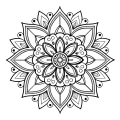 Circular pattern in the form of a mandala. Henna tattoo mandala. Mehndi style. Decorative pattern in oriental style. Coloring book page.