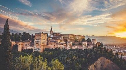 Obraz premium Alhambra Palace: A Majestic Marvel of Islamic Architecture and Historical Splendor