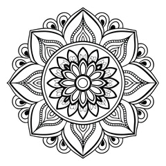 Circular pattern in the form of a mandala. Henna tattoo mandala. Mehndi style. Decorative pattern in oriental style. Coloring book page.