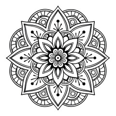 Circular pattern in the form of a mandala. Henna tattoo mandala. Mehndi style. Decorative pattern in oriental style. Coloring book page.