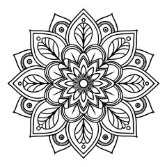 Circular pattern in the form of a mandala. Henna tattoo mandala. Mehndi style. Decorative pattern in oriental style. Coloring book page.