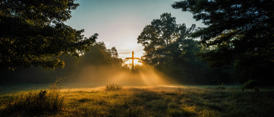 Cross silhouette sunrise morning light faith hope religion christianity